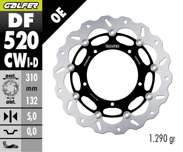 DISCO DE FRENO GALFER WAVE W DELANTERO DF520CWD