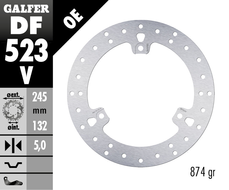 DISCO DE FRENO GALFER CIRCULAR V TRASERO DF523V