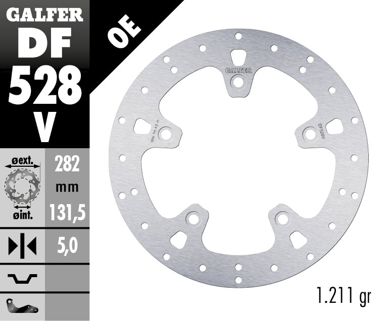 DISCO DE FRENO GALFER CIRCULAR V TRASERO DF528V