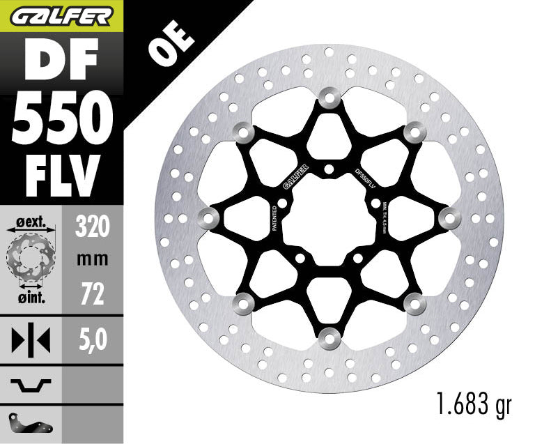 DISCO DE FRENO FLOTANTE GALFER CIRCULAR FLV DELANTERO FLV DF550FLV