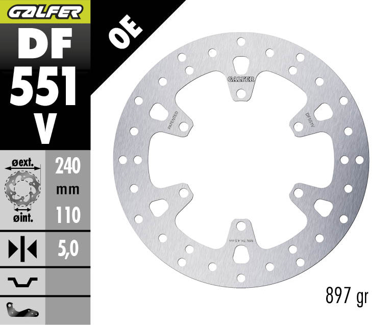 DISCO DE FRENO GALFER CIRCULAR V TRASERO DF551V