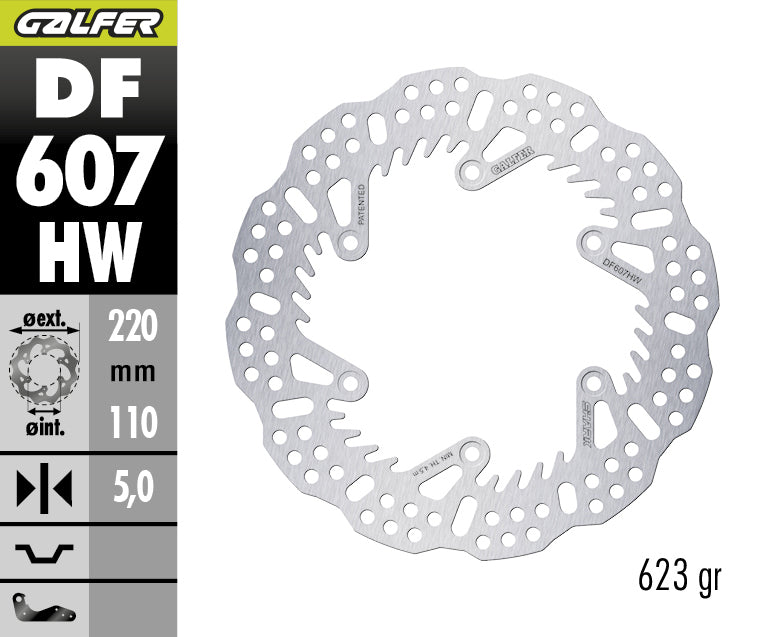 DISCO DE FRENO GALFER WAVE W TRASERO DF607HW