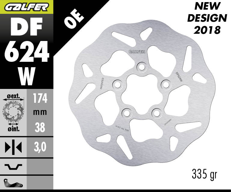 DISCO DE FRENO GALFER WAVE W DELANTERO DF624W
