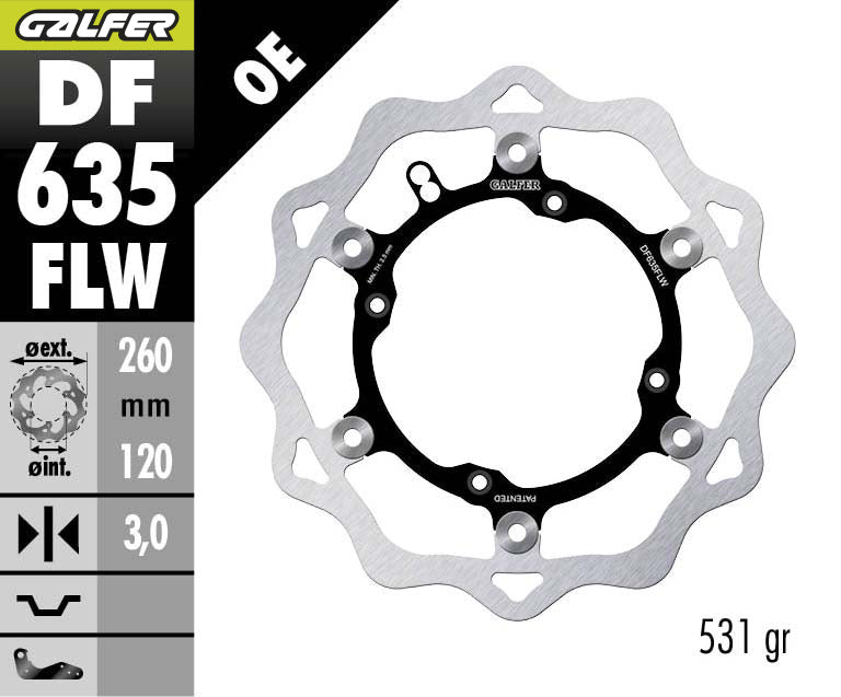 DISCO DE FRENO GALFER WAVE W DELANTERO DF635FLW