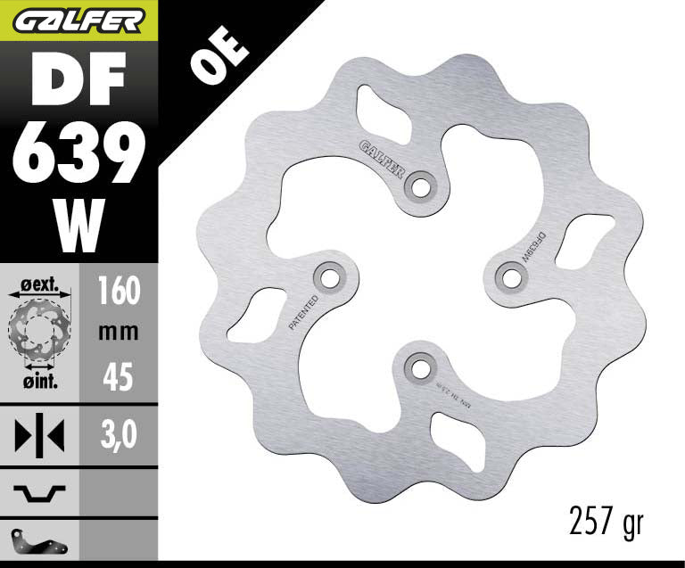 DISCO DE FRENO GALFER WAVE W TRASERO DF639W