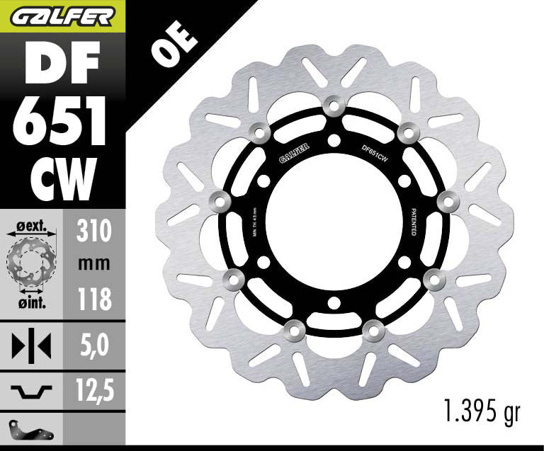 DISCO DE FRENO GALFER WAVE W DELANTERO DF651CW