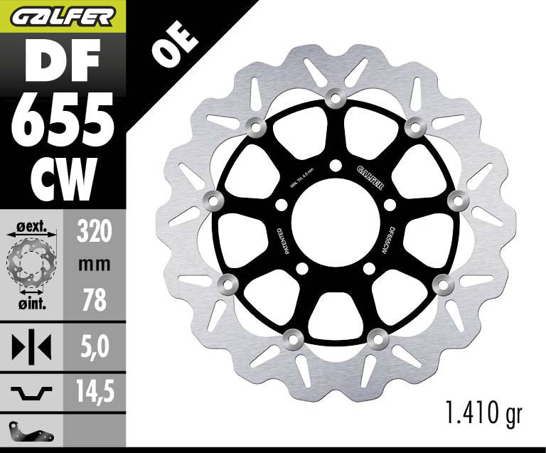 DISCO DE FRENO GALFER WAVE W DELANTERO DF655CW