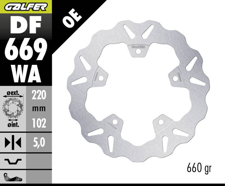 DISCO DE FRENO GALFER WAVE W TRASERO DF669WA