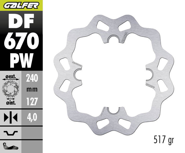 DISCO DE FRENO GALFER WAVE W TRASERO DF670PW