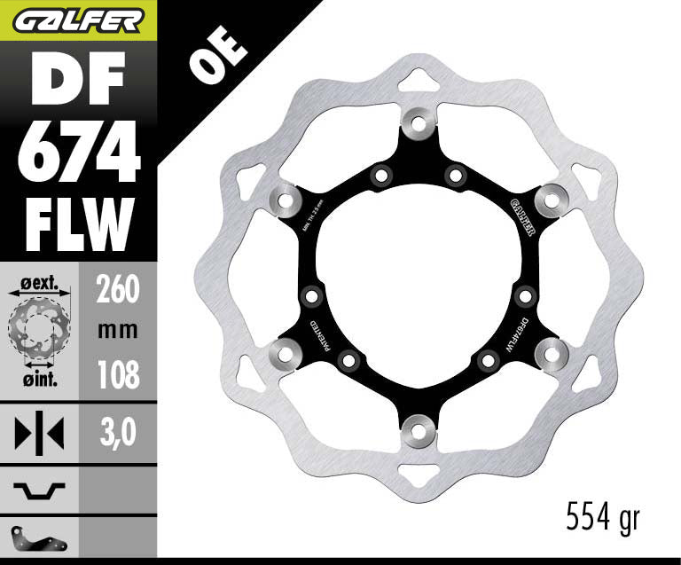 DISCO DE FRENO GALFER WAVE W DELANTERO DF674FLW