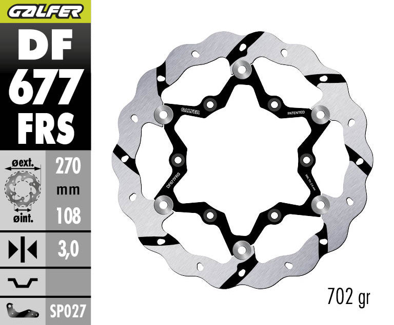 DISCO DE FRENO FLOTANTE SOBREDIMENSIONADO GALFER WAVE FRS DELANTERO DF677FRS