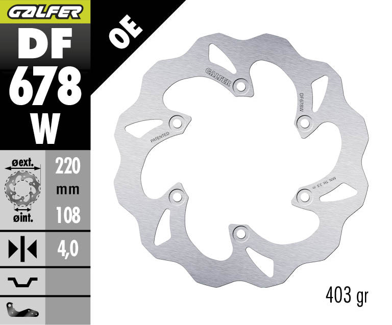 DISCO DE FRENO GALFER WAVE W TRASERO DF678W