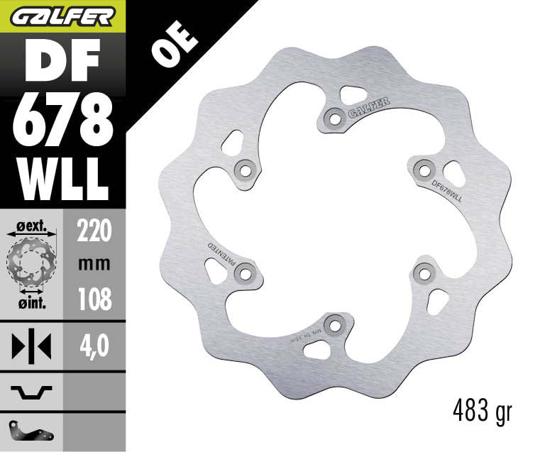 DISCO DE FRENO GALFER WAVE WLL TRASERO DF678WLL