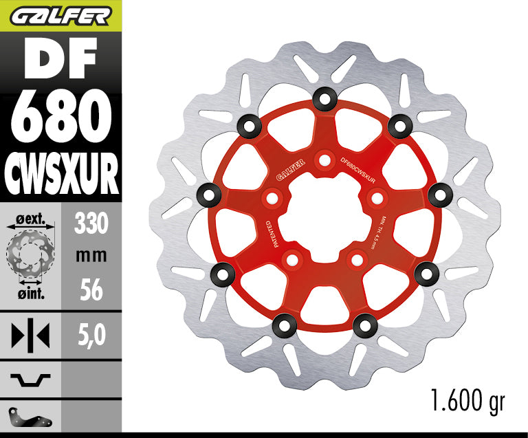DISCO DE FRENO GALFER DISC WAVE COLOREADO SOBREDIMENSIONADO DELANTERO DF680CWSXUL