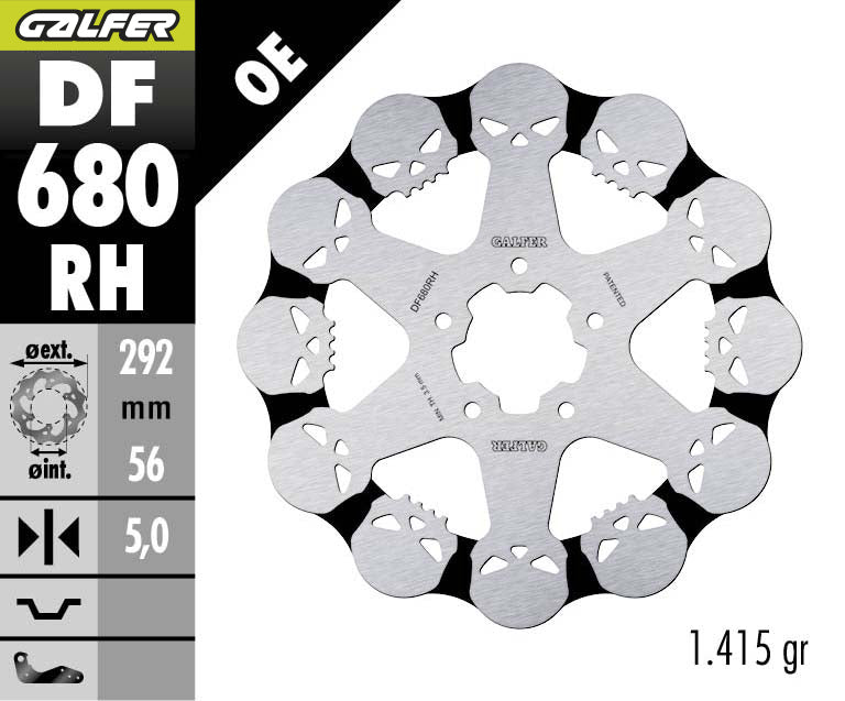 DISCO DE FRENO GALFER WAVE RH DE CALAVERA DELANTERO DF680RH