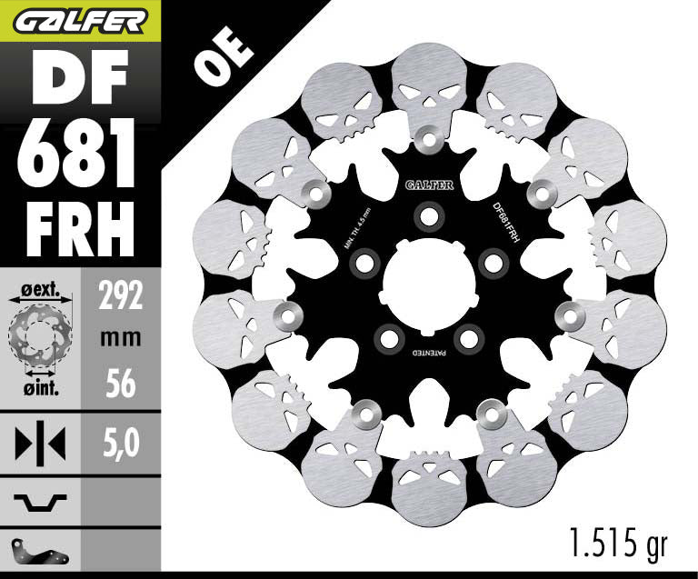 DISCO DE FRENO FLOTANTE GALFER WAVE FRH DE CALAVERA DF681FRH
