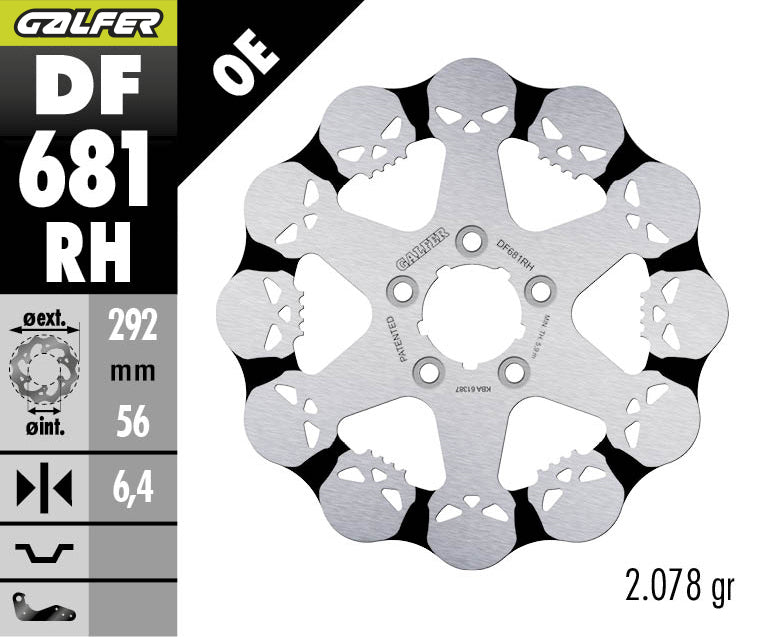 DISCO DE FRENO GALFER WAVE RH DE CALAVERA DF681RH