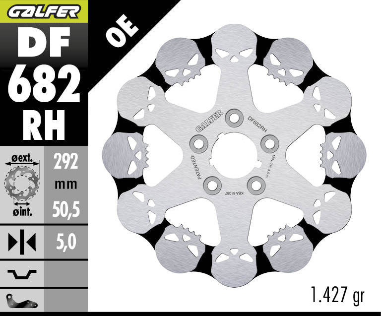 DISCO DE FRENO GALFER WAVE RH DE CALAVERA TRASERO DF682RH