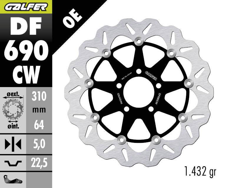 DISCO DE FRENO GALFER WAVE W DELANTERO DF690CW