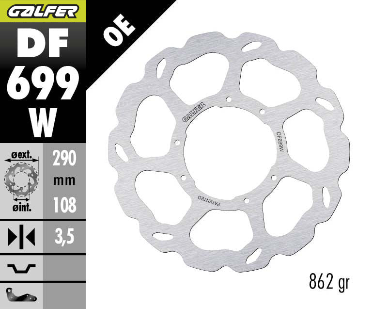 DISCO DE FRENO GALFER WAVE W DELANTERO DF699W