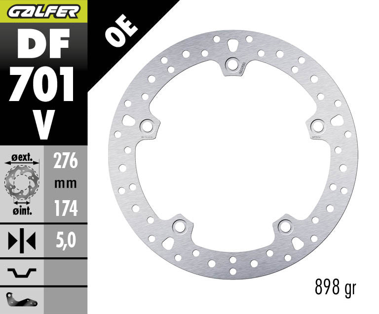 DISCO DE FRENO TRASERO GALFER CIRCULAR V TRASERO DF701V