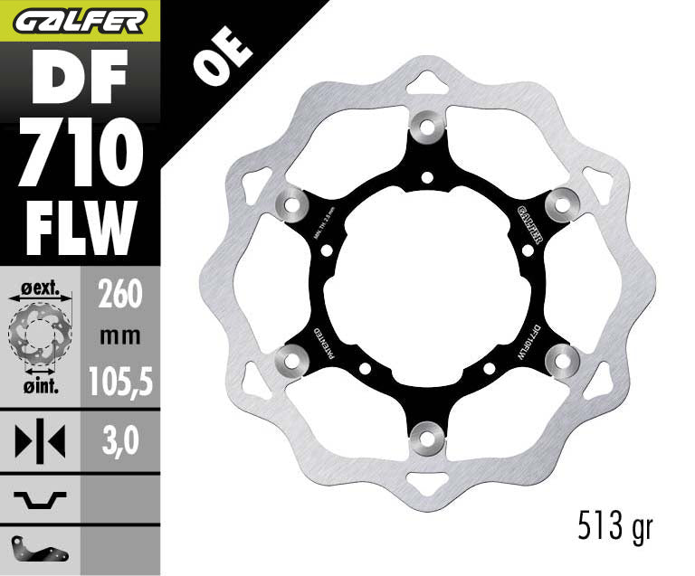 DISCO DE FRENO GALFER WAVE W DELANTERO DF710FLW