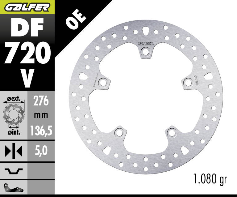 DISCO DE FRENO GALFER CIRCULAR V TRASERO DF720V