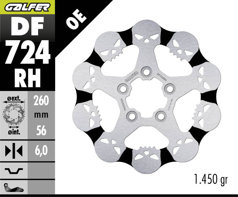 DISCO DE FRENO GALFER WAVE RH DE CALAVERA DF724RH
