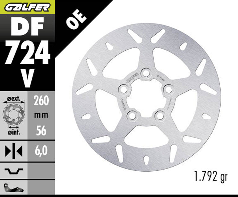 DISCO DE FRENO GALFER CIRCULAR V TRASERO DF724V