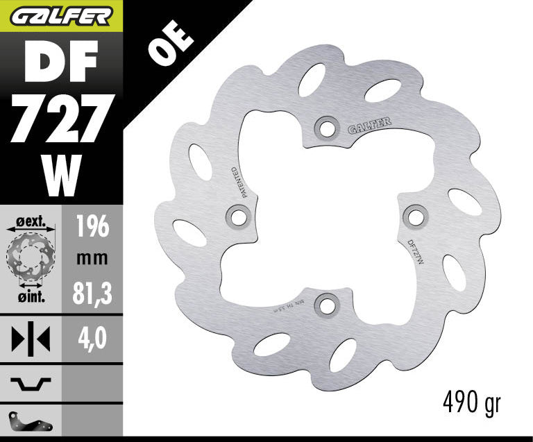 DISCO DE FRENO GALFER WAVE W TRASERO DF727W