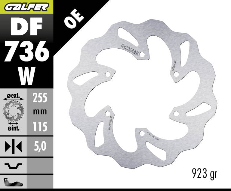 DISCO DE FRENO GALFER WAVE W TRASERO DF736W