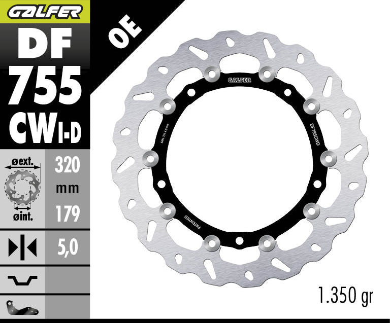 DISCO DE FRENO GALFER WAVE W DELANTERO DF755CWD