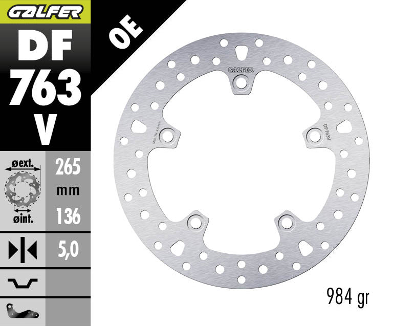 DISCO DE FRENO GALFER CIRCULAR V TRASERO DF763V