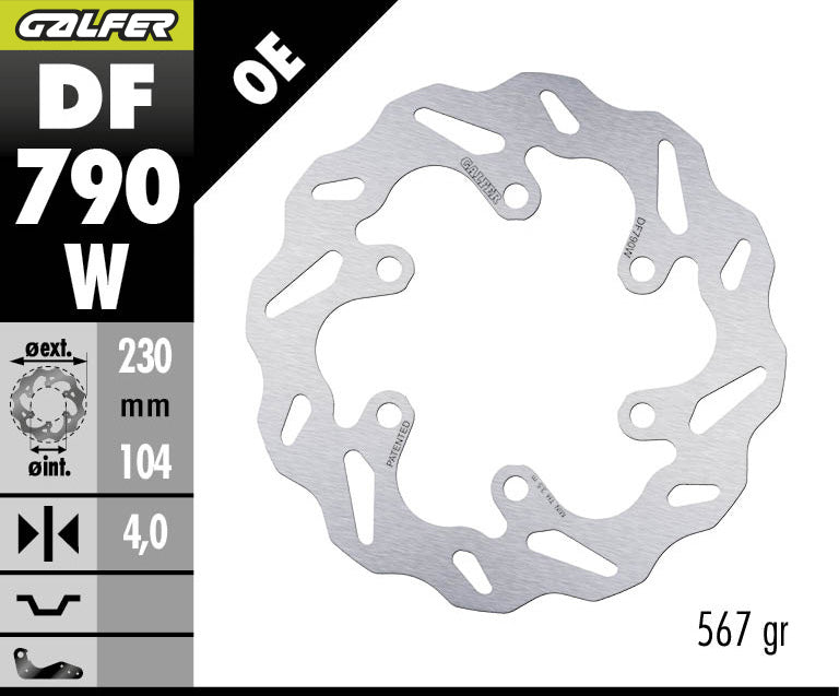 DISCO DE FRENO GALFER WAVE W TRASERO DF790W
