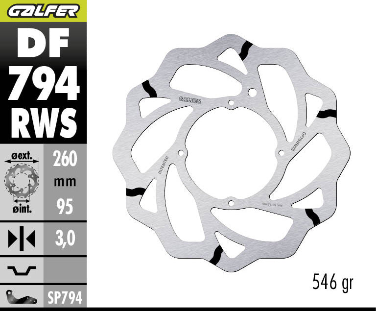 DISCO DE FRENO SOBREDIMENSIONADO GALFER WAVE WS DELANTERO DF794RWS