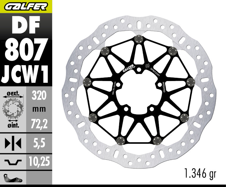 DISCO DE FRENO FLOTANTE GALFER RACING JCW1 DELANTERO DF807JCW1G03