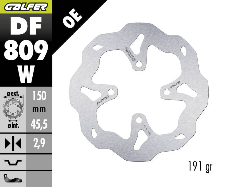 DISCO DE FRENO GALFER WAVE W TRASERO DF809W