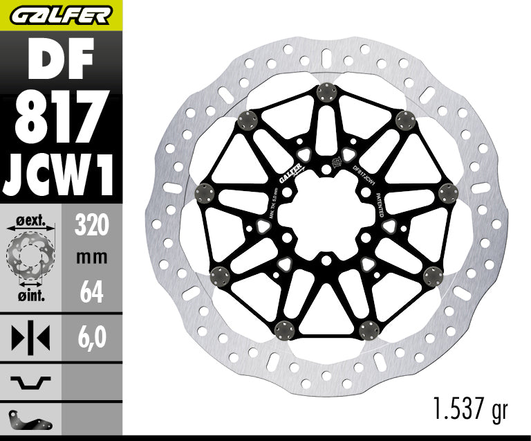 DISCO DE FRENO FLOTANTE GALFER RACING JCW1 DELANTERO DF817JCW1G03