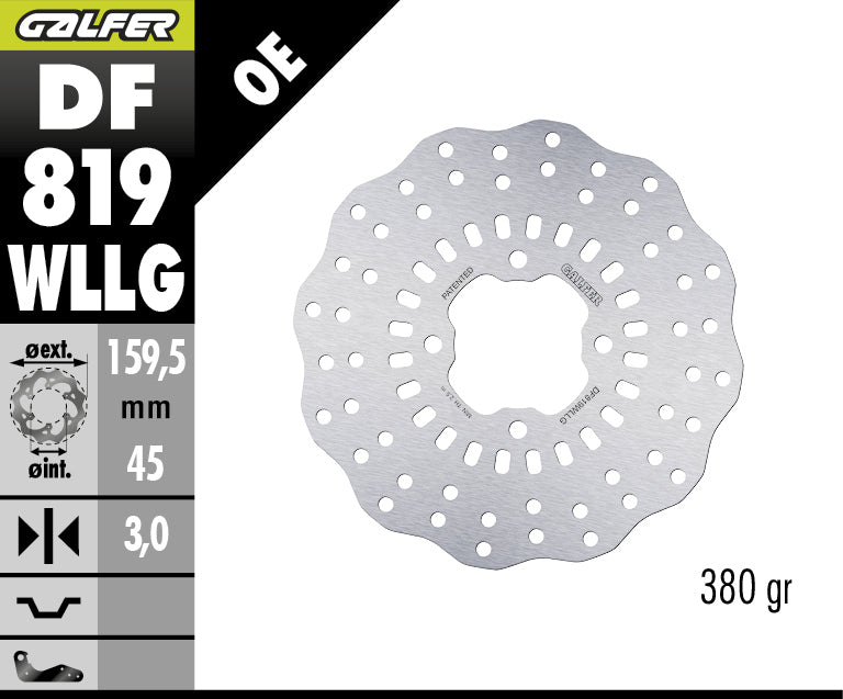 DISCO DE FRENO GALFER WAVE WLL TRASERO DF819WLLG