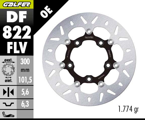 DISCO DE FRENO FLOTANTE GALFER CIRCULAR FLV TRASERO DF822FLV