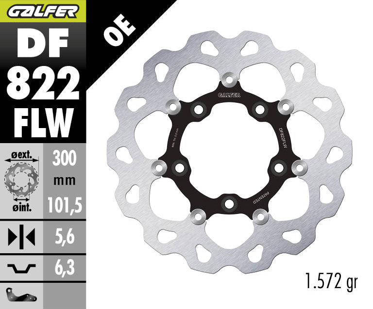 DISCO DE FRENO GALFER WAVE W TRASERO DF822FLW