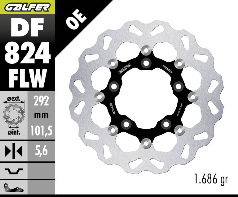 DISCO DE FRENO GALFER WAVE W TRASERO DF824FLW
