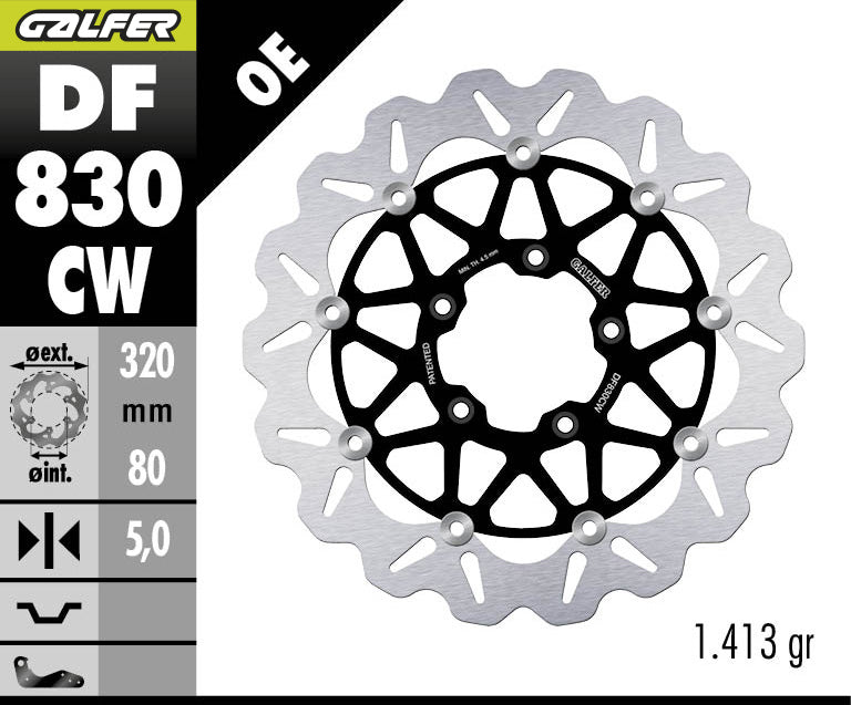 DISCO DE FRENO GALFER DELANTERO WAVE W DF830CW