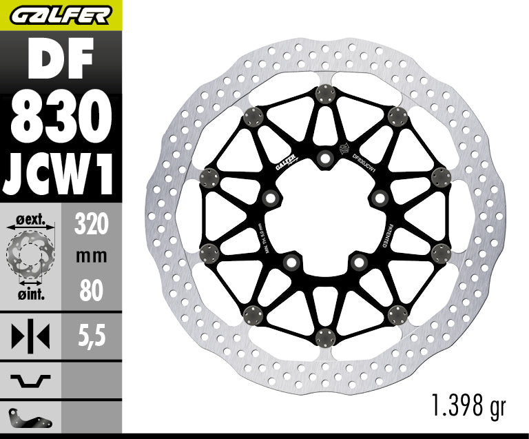 DISCO DE FRENO FLOTANTE GALFER RACING JCW1 DELANTERO DF830JCW1G03
