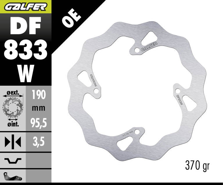 DISCO DE FRENO GALFER WAVE W TRASERO DF833W