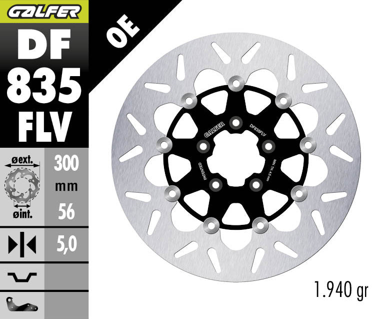 DISCO DE FRENO FLOTANTE GALFER CIRCULAR FLV DF835FLV