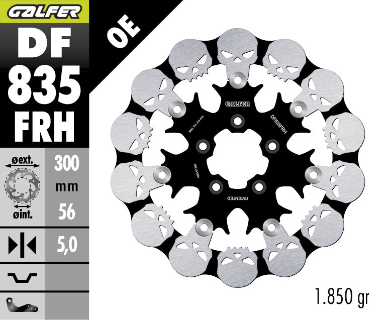 DISCO DE FRENO FLOTANTE GALFER WAVE FRH DE CALAVERA DF835FRH