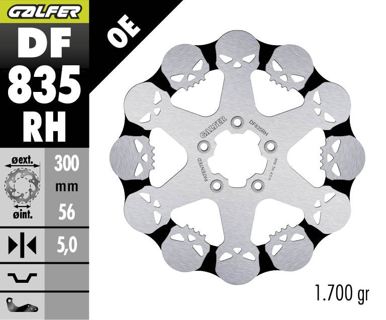 DISCO DE FRENO GALFER WAVE RH DE CALAVERA DF835RH
