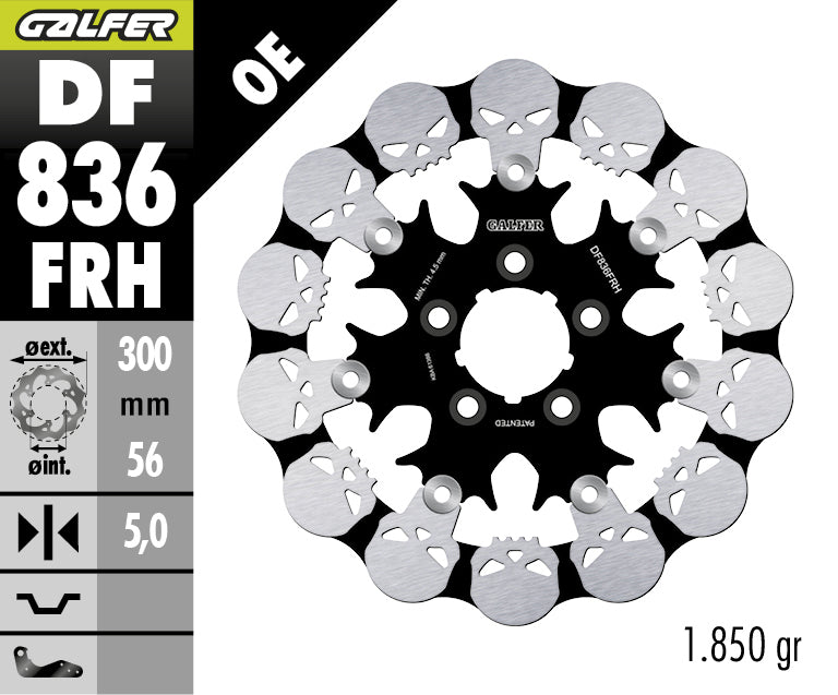 DISCO DE FRENO FLOTANTE GALFER WAVE FRH DE CALAVERA DF836FRH