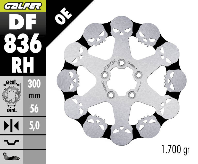 DISCO DE FRENO GALFER WAVE RH DE CALAVERA DF836RH